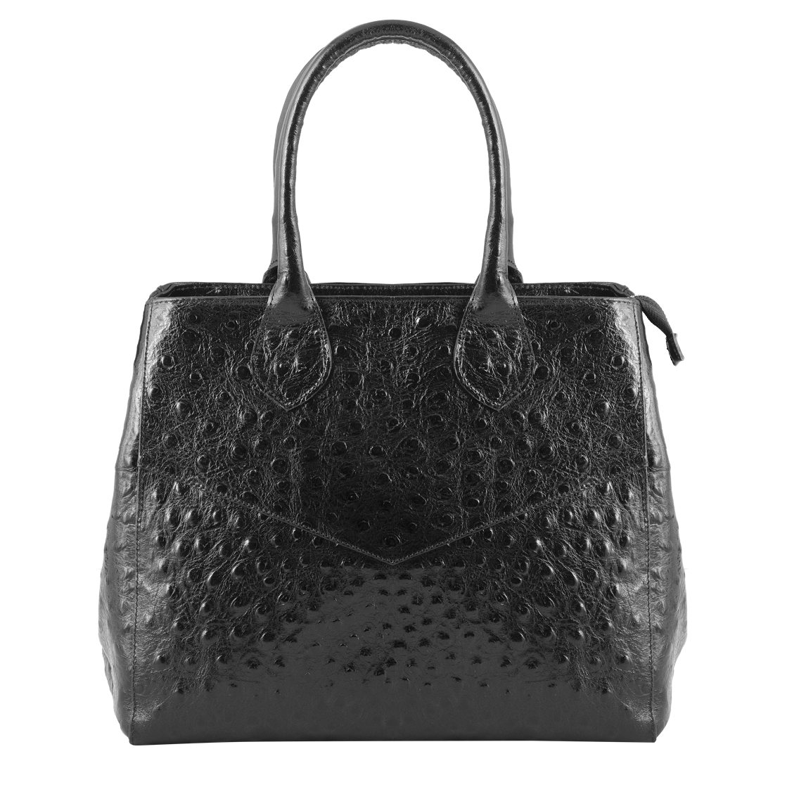 BORSA IN PELLE STAMPATA STRUZZO COLOR NERO BORSA IN PELLE STAMPATA STRUZZO COLOR NERO